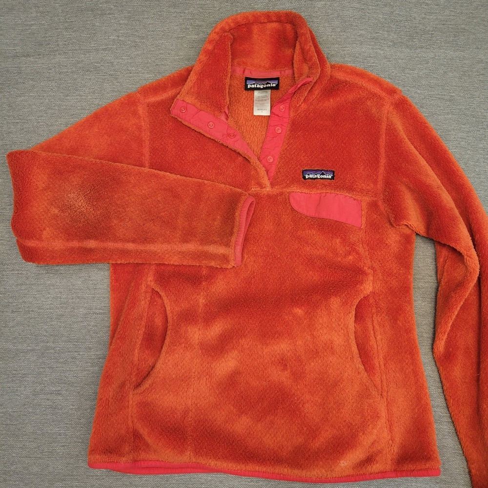 Patagonia Re-Tool Snap-T Fleece Pullover Womens Small Orange *flaw*